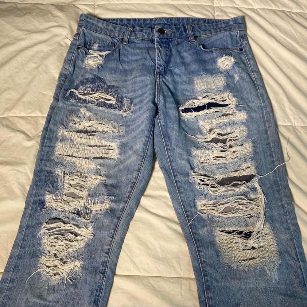 Flattering Distressed Light Wash Boyfriend Jeans